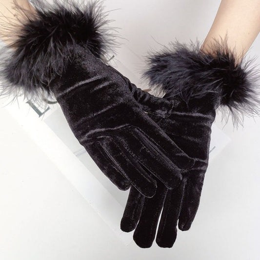 Women’s Velvet Winter Gloves – Black