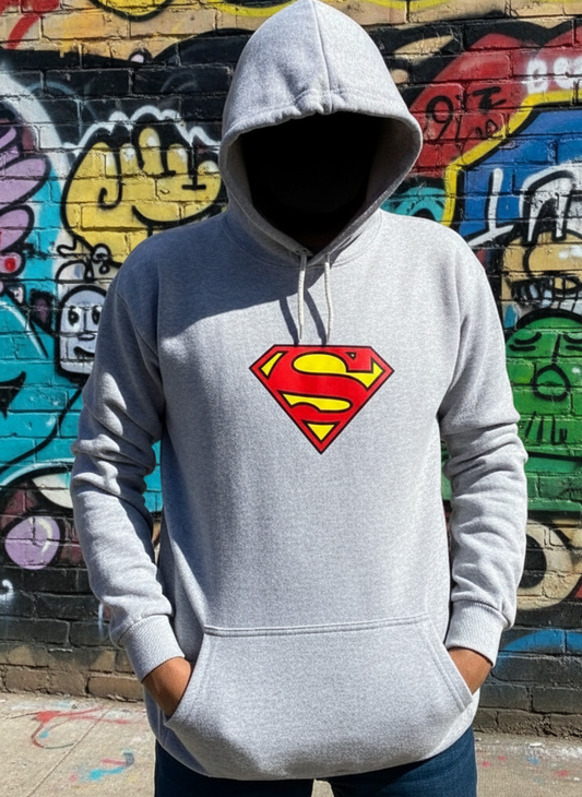 Superman Printed Hoodie – Grey