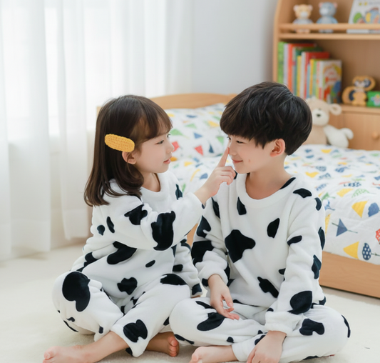 Ultra-Soft Kids Cow Print Winter Pajamas